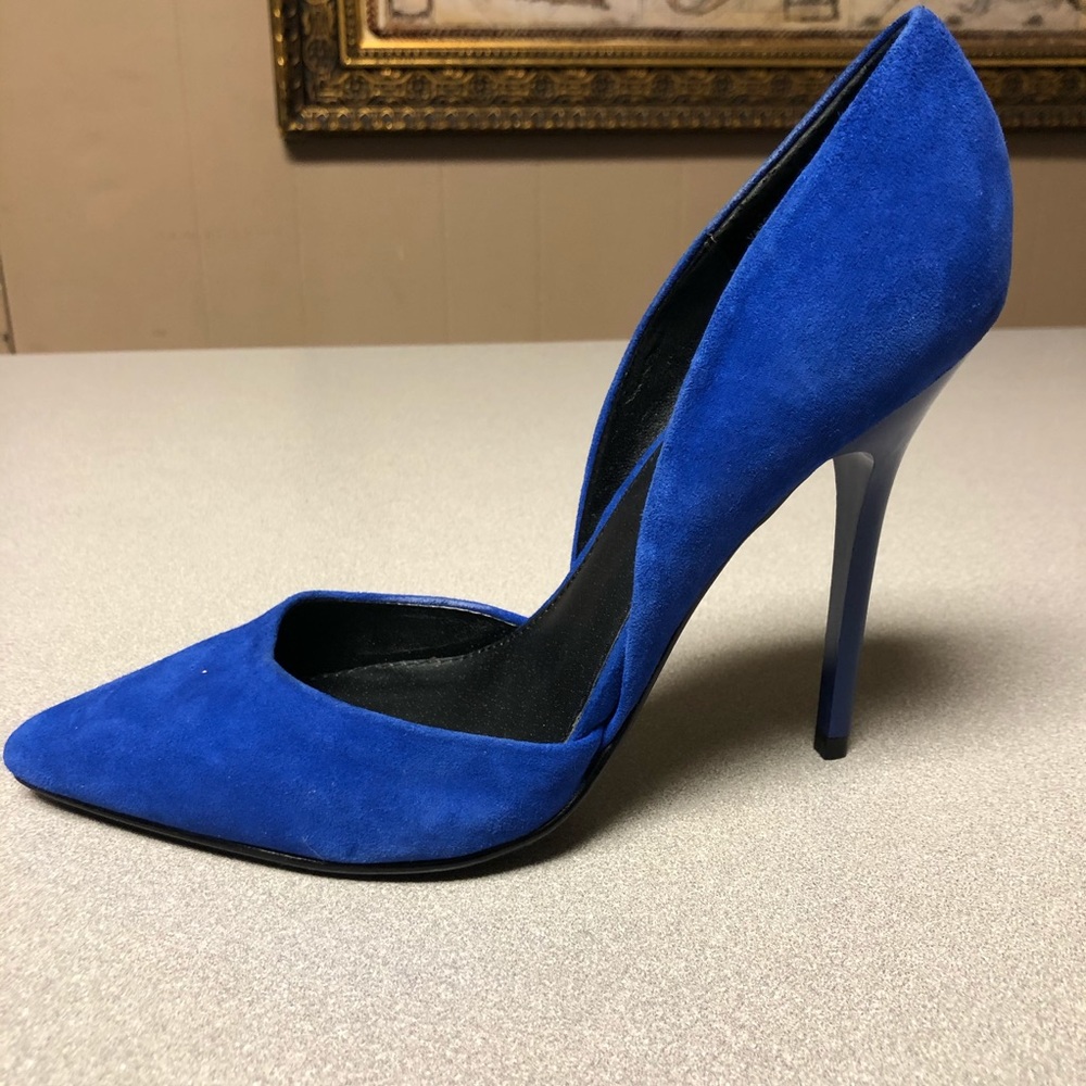 S Madden blue suede heels sz 8.5-4” heel (leather)